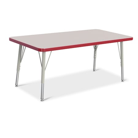 Jonti-Craft Berries Rectangle Activity Table, 24 in. x 48 in., E-height, Freckled Gray/Red/Gray 6403JCE008
